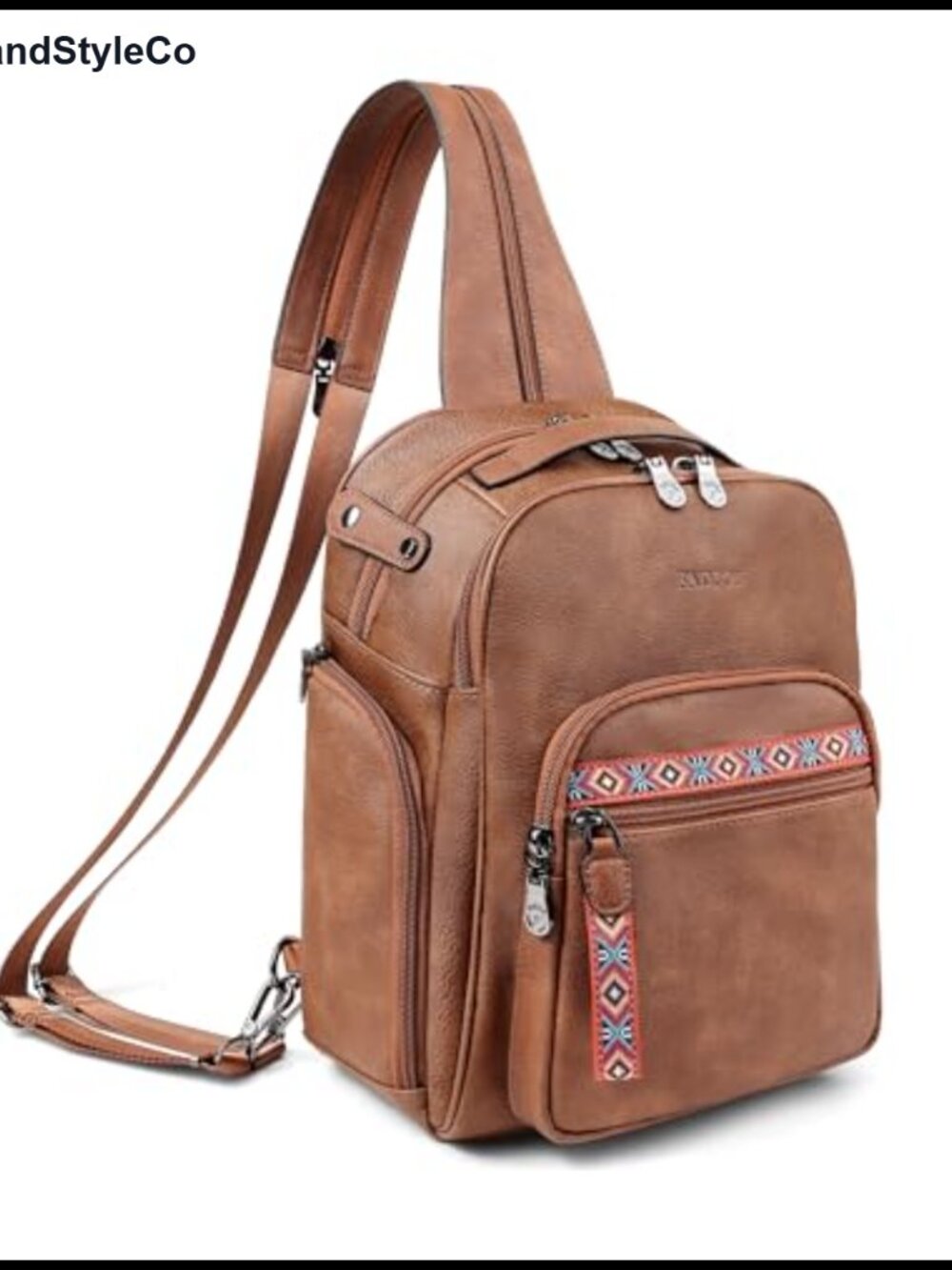 Faux Leather Convertible Sling Bag Crossbody Backpack Women Purse